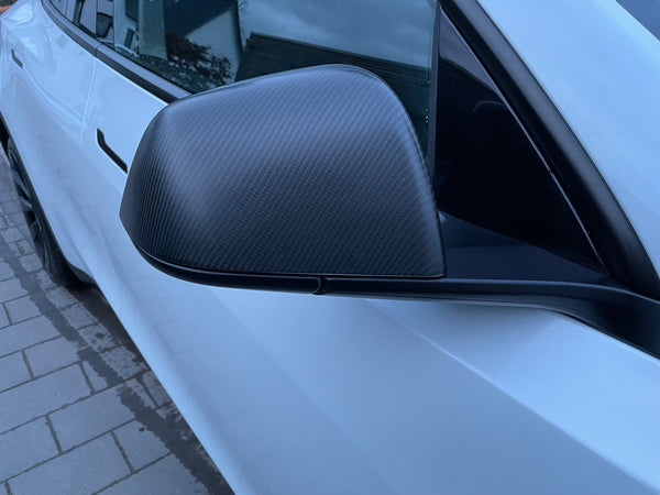 Tesla Model Y Echt Carbon Spiegelabdeckungen - matt
