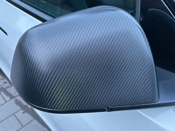 Tesla Model Y Echt Carbon Spiegelabdeckungen - matt